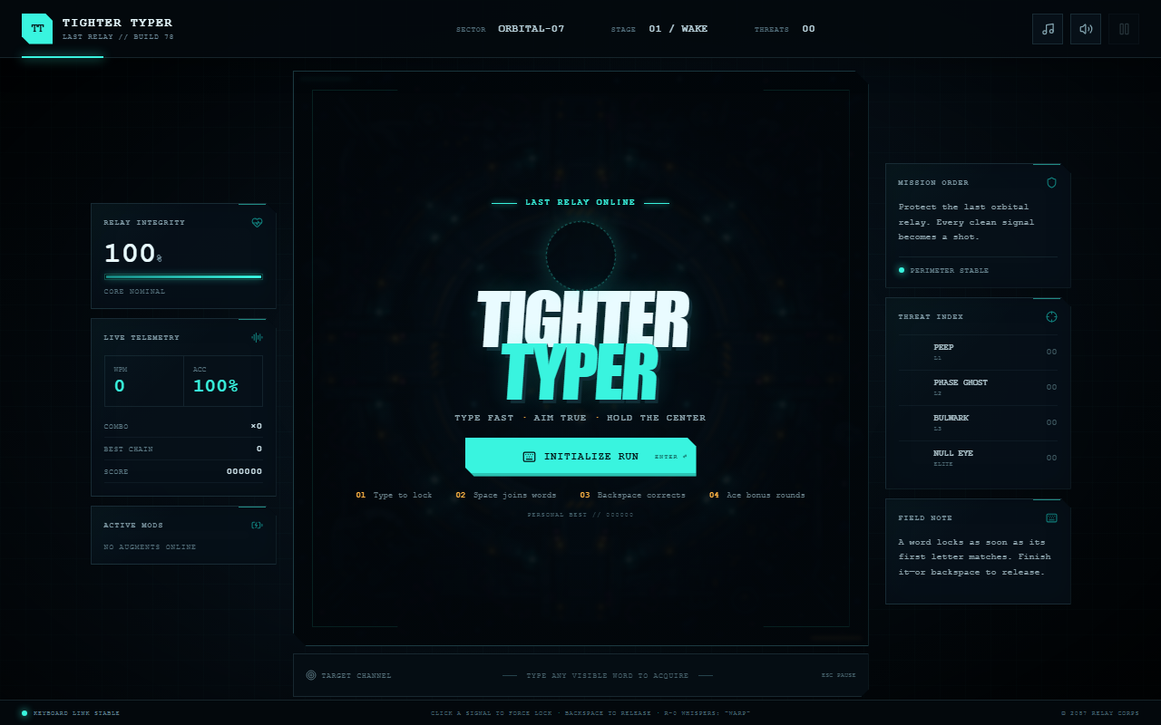 Tighter Typer menu